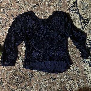 Boho indigo velvet Top